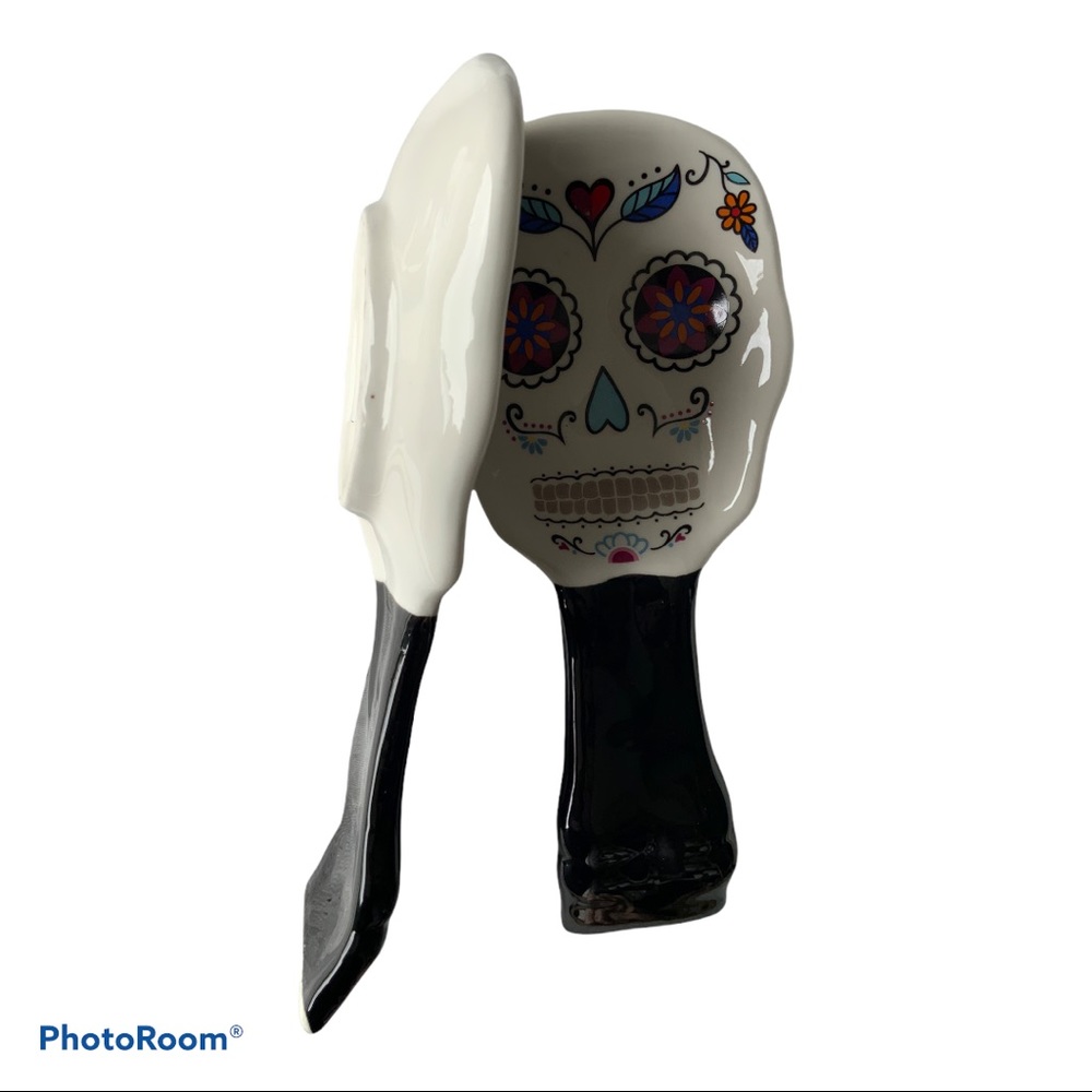 Sugar Skull Day of the Dead Spoon Rest Ceramic - Picture 4 of 6